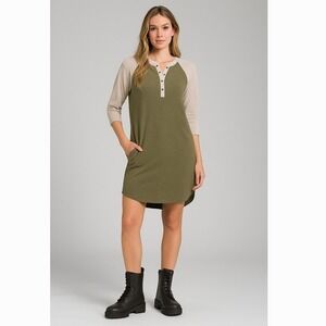 Prana Cozy-up Henley Shirt Dress Women's M Outdoor Camping Travel Granola Girl